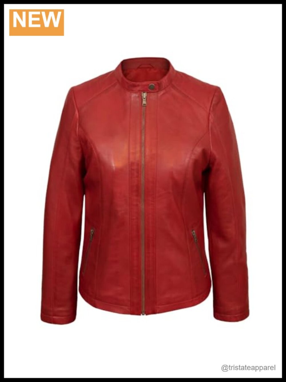 Café Racer Leather Jacket Women Zip Up Moto Biker Style Real Lambskin